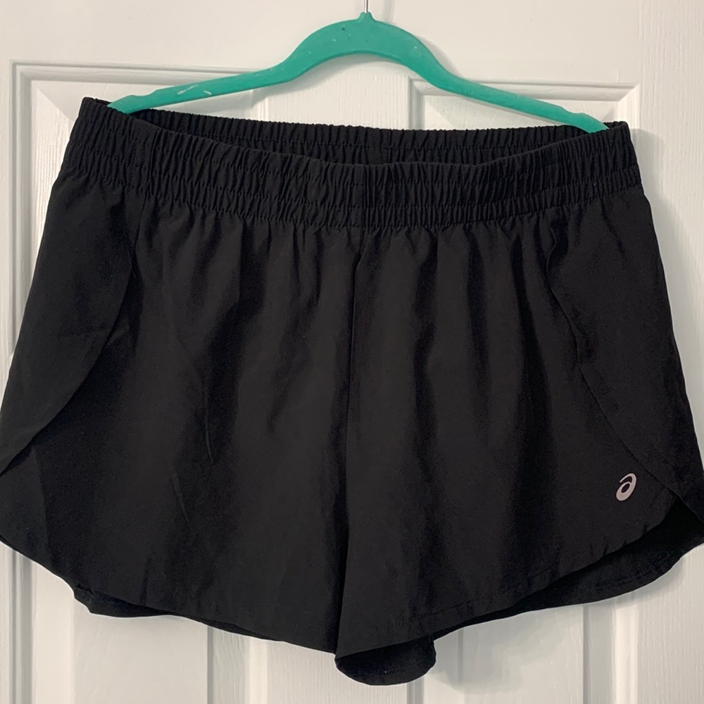 Black Asics running shorts